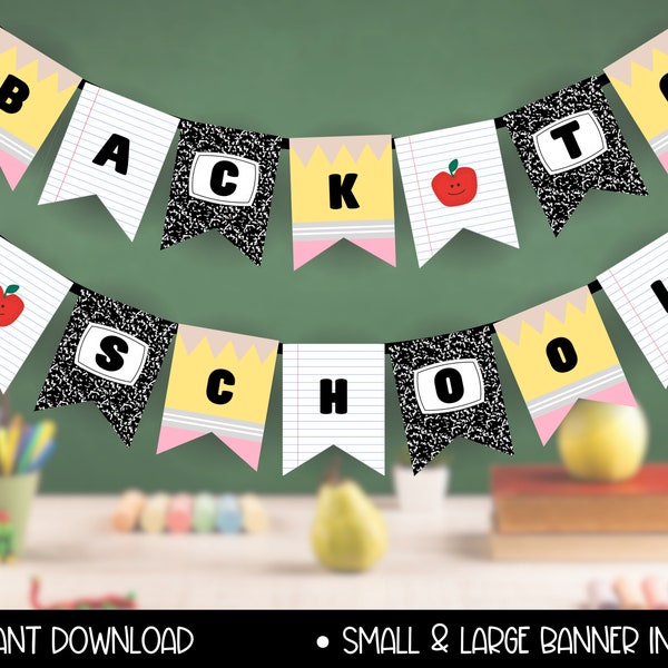 Printable Back to School Banner Prop, First Day of School Pennant Banner for Boy or Girl, Back to School Pennant, Pencil Photo Prop Banner