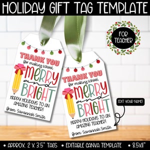 Lehrer Weihnachtsgeschenkanhänger Karte, PTA PTO Lehrer Personal Wertschätzung Urlaub Geschenkanhänger, Weihnachtskerze Becher Korb Etikett, Weihnachtsjingle Korb