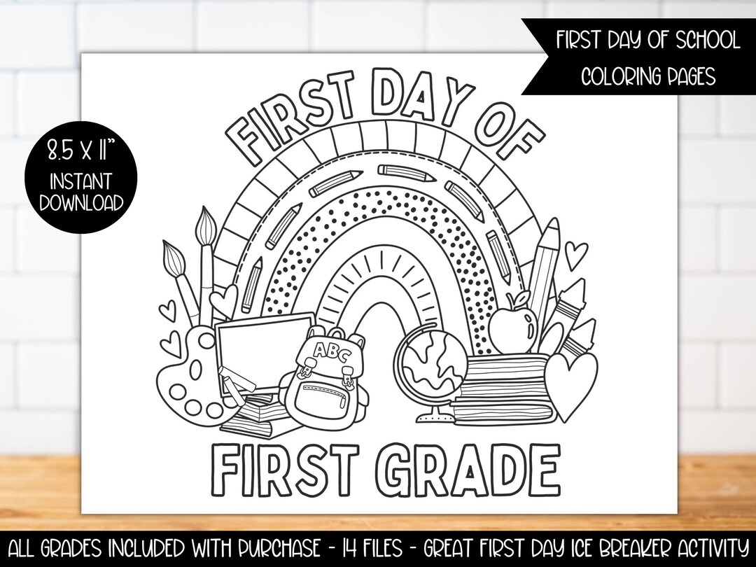 First Day of School Coloring Page Worksheet Printable | Meet the ...