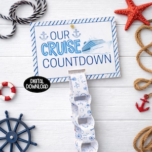 Cruise Vacation Countdown Paper Chain Printable, DIY Vaca Craft, Summer Spring Break Travel Digital Download