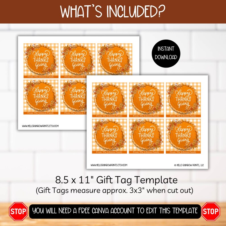 Editable Thanksgiving Pumpkin Pie Gift Tags for Teacher Coworkers ...
