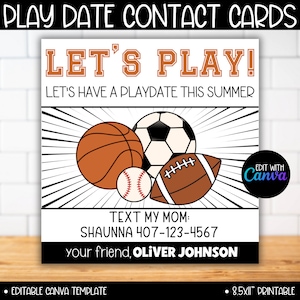 Lass uns spielen Sport Playdate Karten Jungen, Keep In Touch Karten, Ende des Schuljahres, Basketball Fußballspiel Datumseinladung, Sommer Calling Kontakt
