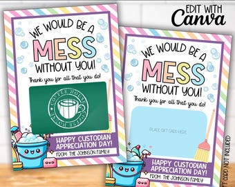 Custodians Appreciation Day Gift Card Holder, PTA PTO World's Best School Custodian Janitor Thank You, Janitors Staff Appreciation Gifts