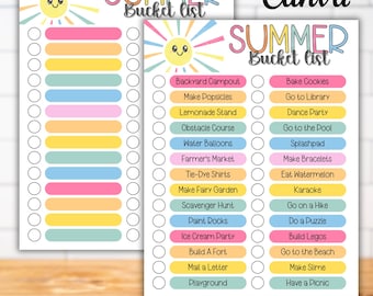 Editable Summer Bucket List for Kids, Summer Family Bucketlist Planner Canva Template, Summer Fun Activity Checklist, Kids Summer To Do List