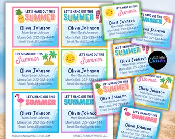 Editable Playdate Cards for Kids Template, Keep In Touch Cards, End of School Year, Summer Play Date Invitation, Mommy Calling Contact Card