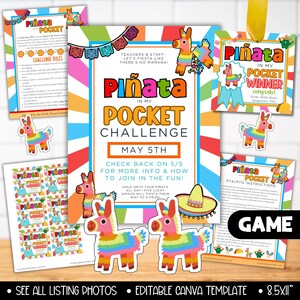 Pacote de folhetos para jogos de agradecimento a professores da Fiesta, jogos para funcionários com piñata no meu bolso para o Cinco de Mayo, jogos para fortalecer o moral da equipe de professores com piñata