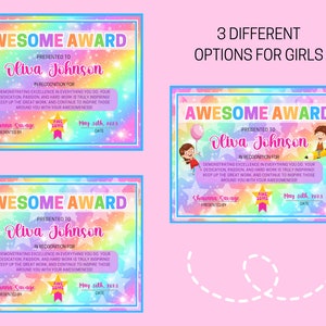 Awesome Award Certificate INSTANT DOWNLOAD Printable 8.5x11 School ...