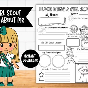 2024 Girl Scout All About Me Coloring Activity Printables, Troop Leader ...
