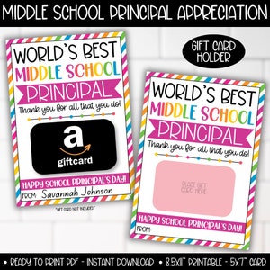 Beste houder van een cadeaukaart voor schooldirecteur, waarderingsdag voor schoolhoofd, 's werelds beste afdrukbare kaart voor directeur van de middelbare school