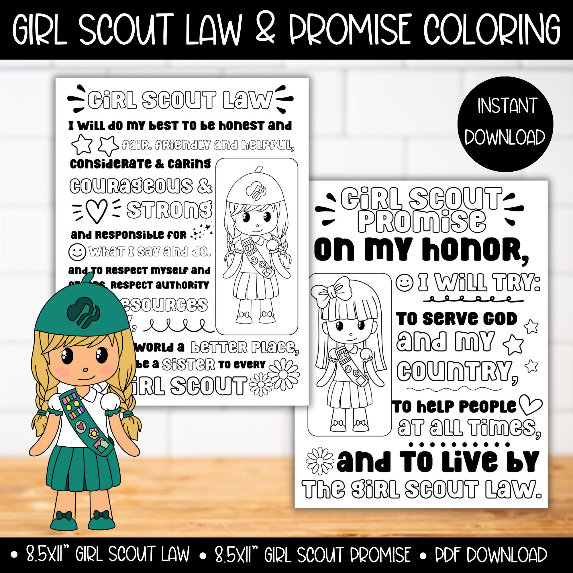 Girl Scout Promise Printable Coloring Page