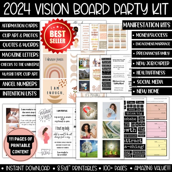 Christian Vision Board Printable Black Woman, 2024 Vision Board Pictures Kit,  Black Woman Vision Board Images Spiritual Vision Board Clipart 