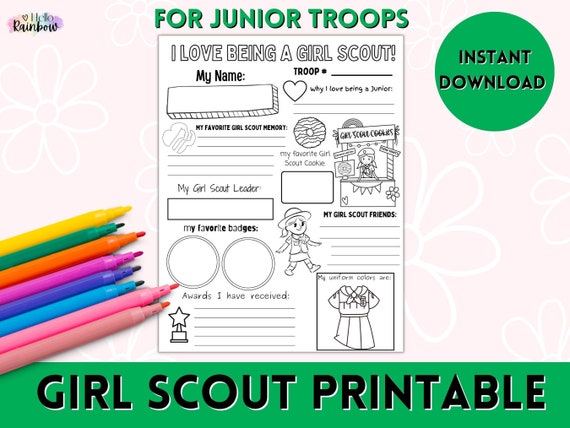 Girl Scouts Coloring Page Sheet Printable Activity Girl | Etsy
