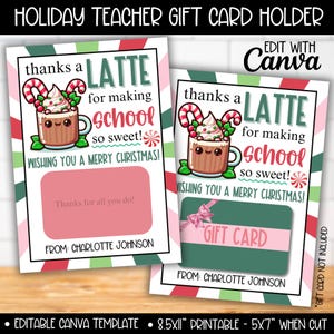 Weihnachtslehrer Danke ein Latte Geschenkkartenhalter, Vorschule Kindergarten Lehrer Kaffee Feiertags Geschenke, Weihnachten Danke Geschenk für den Lehrer
