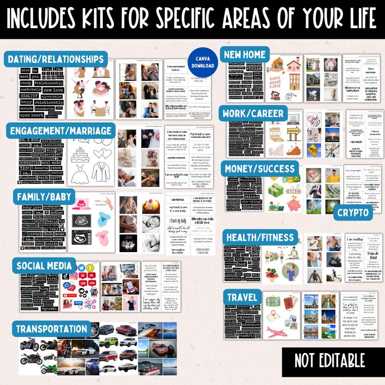 2026 Vision Board for Men Printable, Manifest New Year Goal Setting Vision Board Supplies Planner Template, Affirmations Board Clipart Image image 17