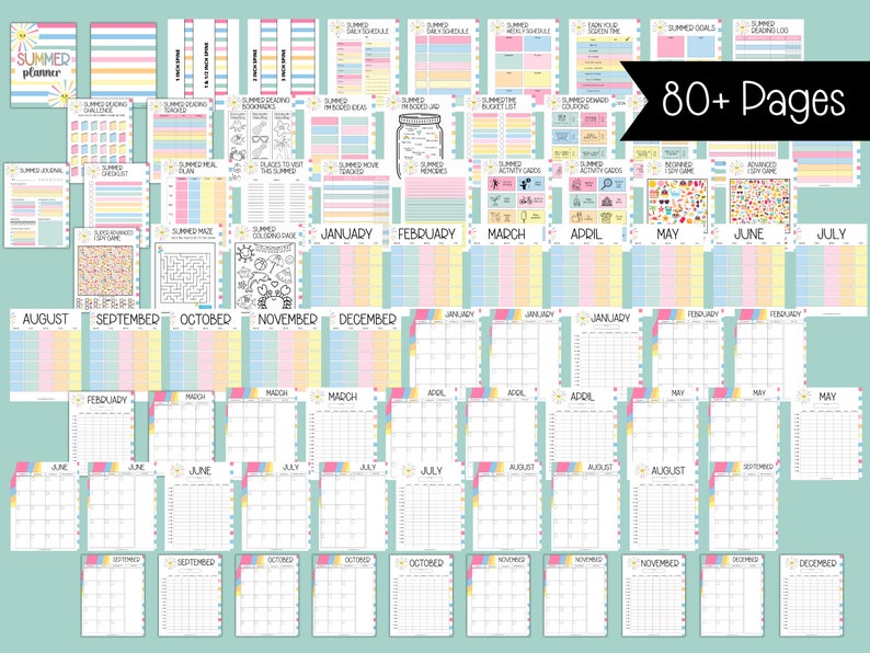 2024 Editable Kids Summer Planner, Printable Summer Planner, Summer Kids Bucket List Checklist, Summer Activity Plan Chore Reading Chart zdjęcie 10