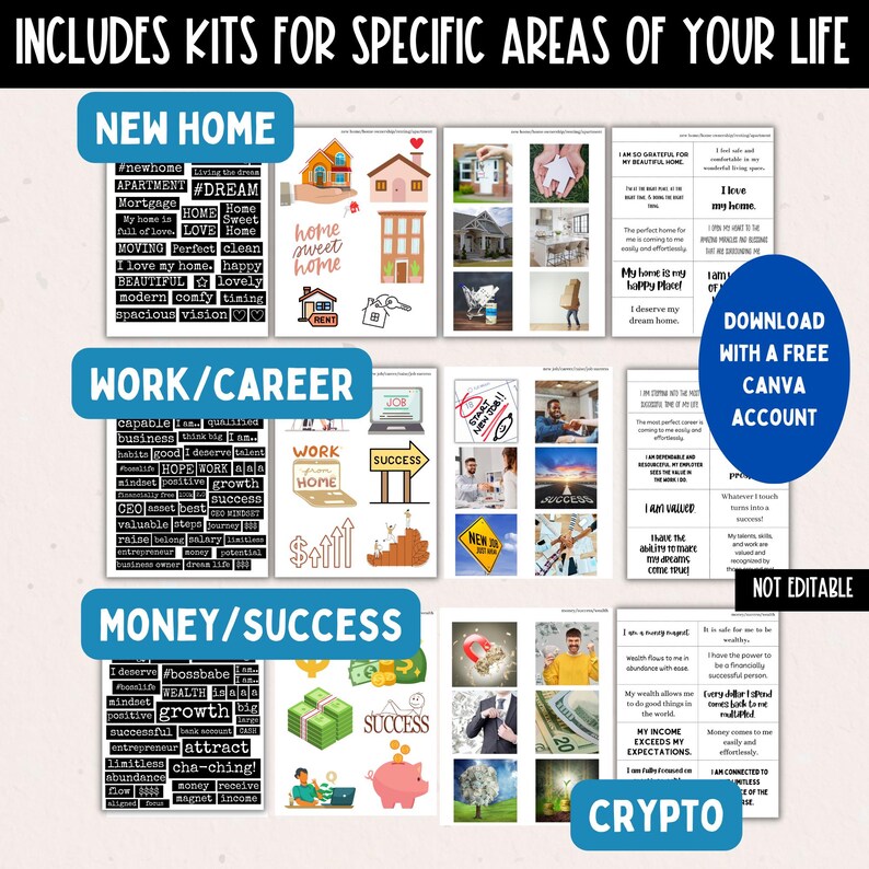 2026 Vision Board for Men Printable, Manifest New Year Goal Setting Vision Board Supplies Planner Template, Affirmations Board Clipart Image image 4