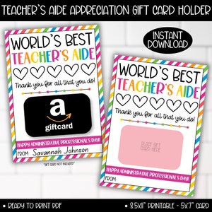 Geschenkkartenhalter zum Anerkennungstag, Geschenke für Lehrerhelfer, Geschenke für Schulangestellte, Geschenke vom Schulleiter