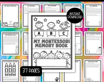 Montessori-minnesbok för slutet av året, utskrivbar, förskola TK, förskoleklass, förskoleklass, förskoleklass, autografminnesbok, barnens bucket list