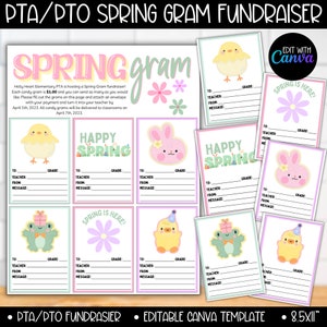 PTA PTO Spring Candy Grams Template Fundraiser, Bunny Grams, Easter Gram, School Church Fundraiser, Easter Basket Eggs Teacher Printables