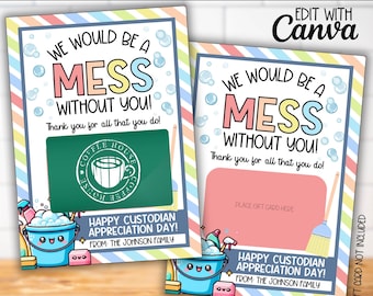Custodians Appreciation Day Gift Card Holder, PTA PTO World's Best School Custodian Janitor Thank You, Janitors Staff Appreciation Gifts