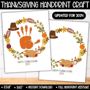 Thanksgiving Turkey Fall Handprint Footprint Printable Art Craft, Daycare Homeschool Kindergarten Preschool Craft, Turkey Handprint Activity