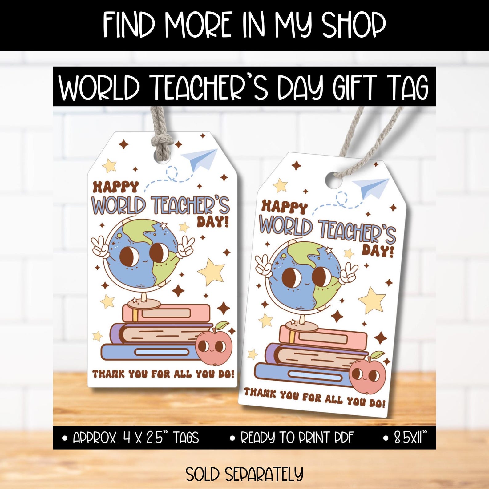 World Teachers Day Gift Tags Template, PTA PTO Gifts, World Teachers — free download