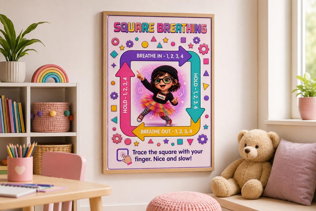 Square Breathing Poster for Kids | Calm Down Corner Printable | ADHD ...
