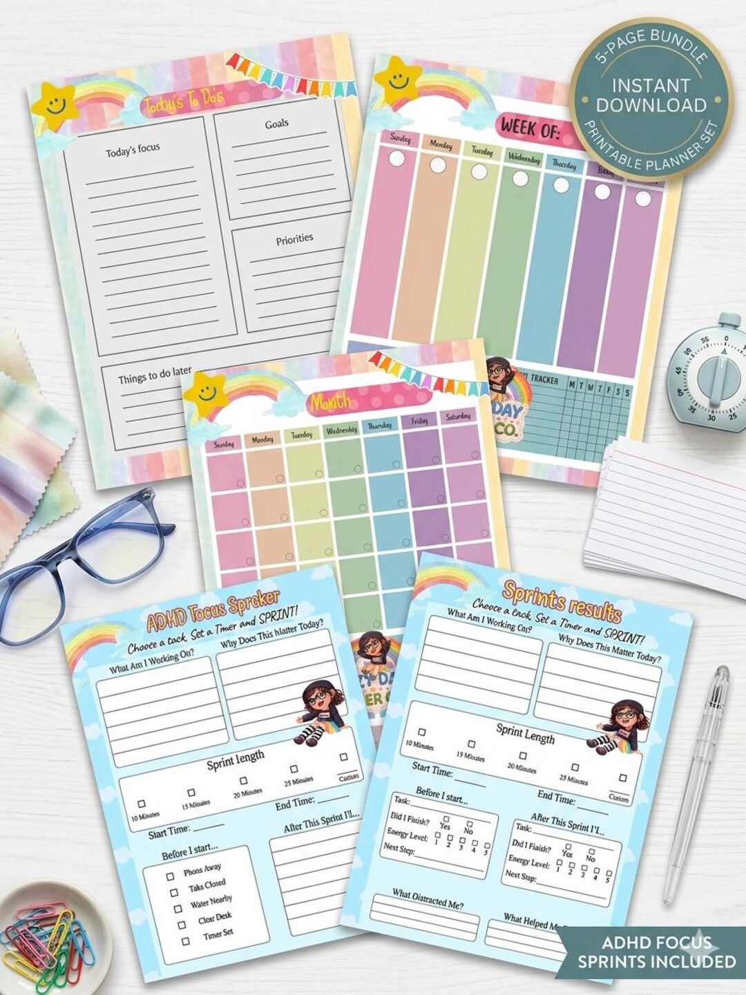 Ultimate ADHD Planner Bundle Daily Weekly Monthly Digital Planner Focus ...