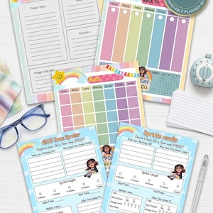 Pacchetto definitivo per la pianificazione dell'ADHD Agenda digitale giornaliera, settimanale e mensile Sprint di concentrazione Tracker delle attività Estetica Arcobaleno Strumento di produttività Istantaneo