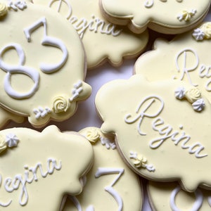 Birthday Cookies, Spring Cookies, Personalized Cookies, Custom Cookies, Name Cookies, Yellow Cookies, Thank You Cookies, Flower Cookies
