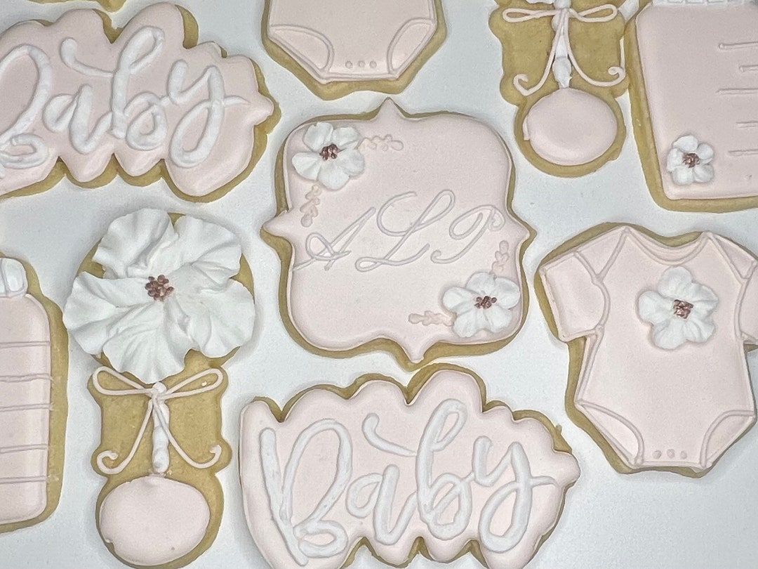 Floral Babyshower Cookies, Flower Cookies, Baby Rattle Cookies, Floral ...