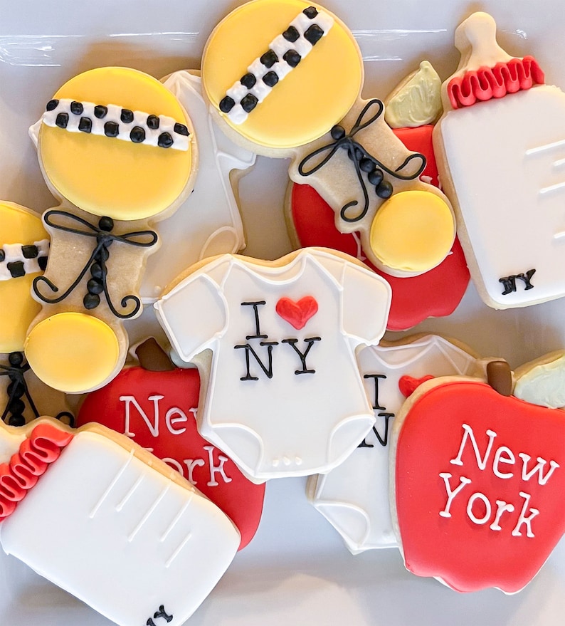 New York Theme Baby Shower Cookies New York Baby Shower Etsy