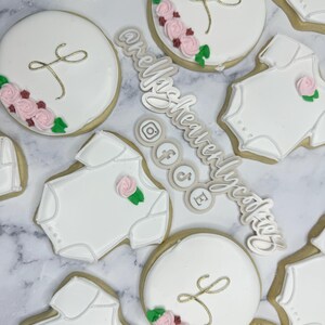 Rose Onesie cookies, Floral Baby shower, Floral Cookies, baby shower favors, custom cookies, Party Favors, Rose Cookies, Thank you Cookies