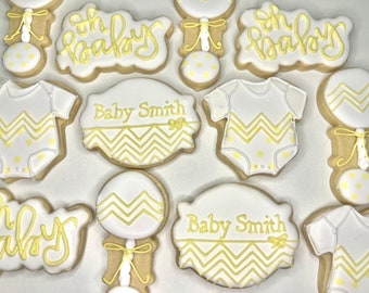 Gender Neutral Baby Shower Cookies, Gender Neutral Baby Shower, Baby Shower Cookies, Party Favors, Thank You Cookies, Baby Shower Cookies