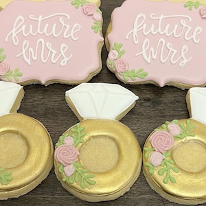 Engagement Announcement Cookies, Future Mrs Cookies, Miss to Mrs cookies, Bride to Be Cookies, Bridal Shower Cookies