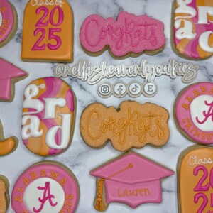 Graduation Cookies, Customized Graduation Cookies, Class of 2025 Cookies, Personalized Graduation Cookies, Congratulations Cookies