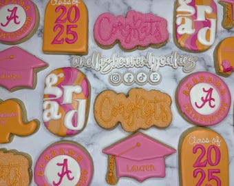 Graduation Cookies, Customized Graduation Cookies, Class of 2025 Cookies, Personalized Graduation Cookies, Congratulations Cookies