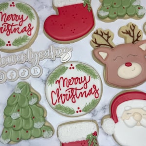 Christmas Cookies, Holiday Cookies, Stocking Stuffers, Santa Cookies, Rudolph Cookies, Christmas Tree Cookies, Christmas Cookie Box