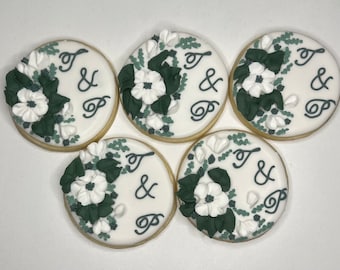 Wedding Favor Cookies, Personalized Wedding Cookies, Party Favors, Thank You Cookies, Wedding Cookies, Floral Cookies