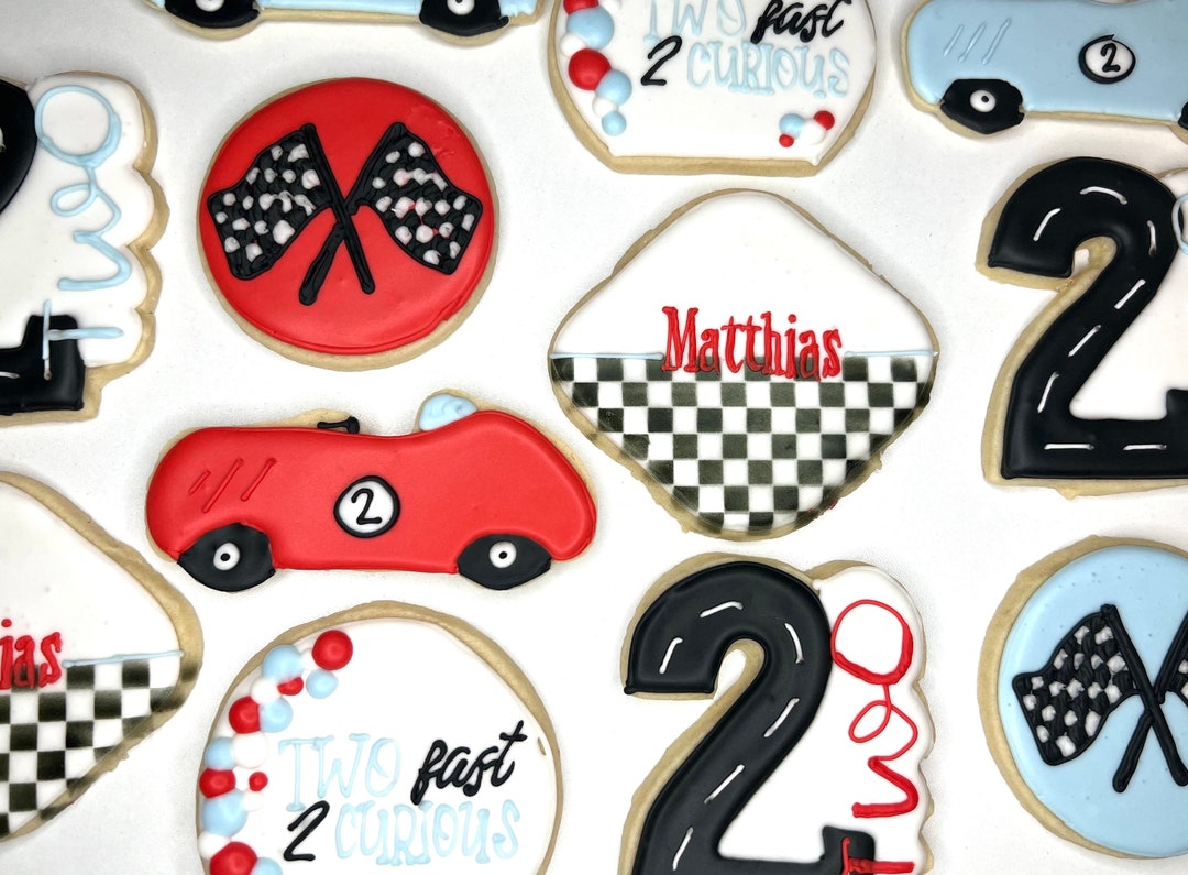Custom Cookies Two Fast Two Fast Two Curious Cookies, Car Cookies, Race Cookies, Boy Birthday ...