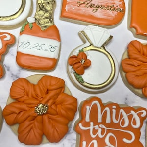 Bridal Shower Cookies, Bridal Cookies, Bachelorette Cookies, Wedding Cookies, Miss to Mrs. Cookies, Floral Cookies, Engagement Cookies
