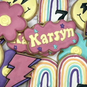 Groovy Cookies, Groovy Themed Cookies, Groovy Birthday Cookies, Boho Groovy Cookies, Custom Cookies, Personalized Cookies,