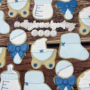 Baby Carriage Cookies, Baby Shower Cookies, Boy Baby Shower Cookies, Baby Boy Cookies, It’s a Boy Cookies, Bootie Cookies