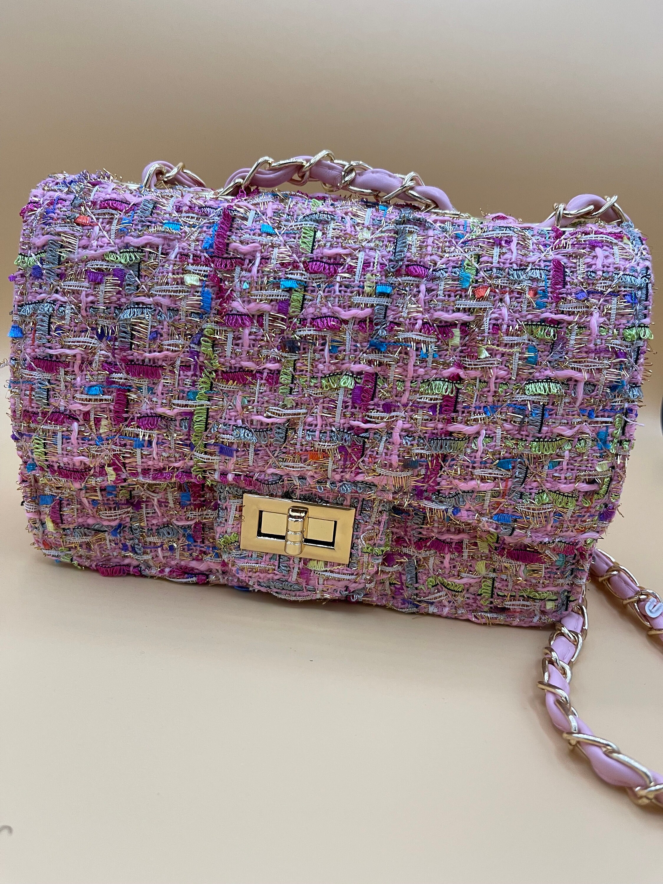 Spring Cheer Pink Multi Tweed Crossbody Bag