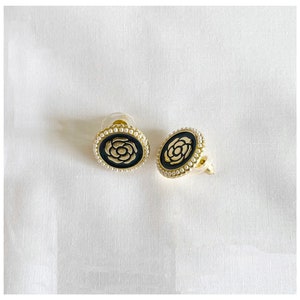 Chanel button earrings sale etsy