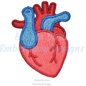 Anatomical Heart Machine Embroidery Design File - 8 Sizes - Instant Digital Download