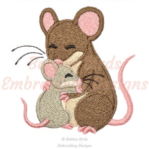 Mom and Baby Mouse Machine Embroidery Design File - 6 Sizes - Digital Instant Download
