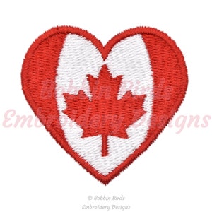 Canada Flag Heart Machine Embroidery Design File - 5 Sizes - Digital Instant Download