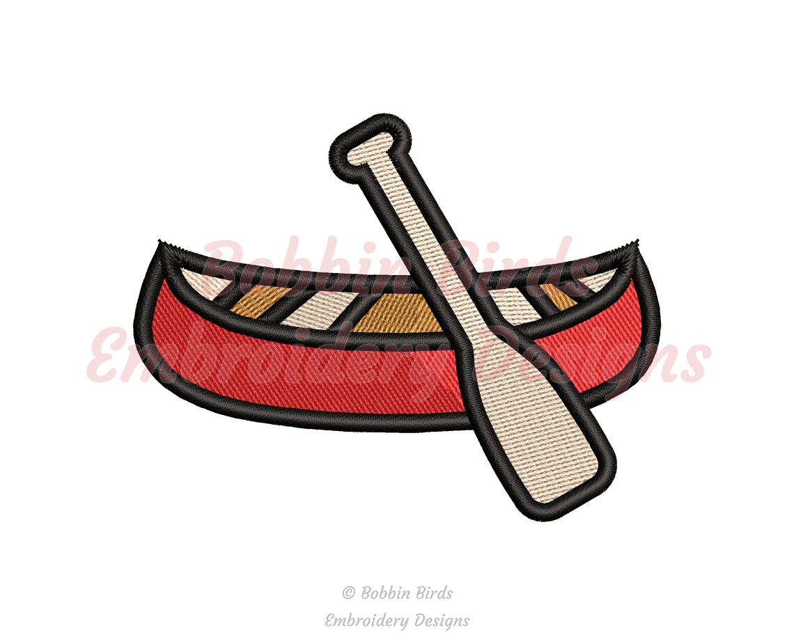 Canoe With Paddle Machine Embroidery Design File 8 Sizes Etsy