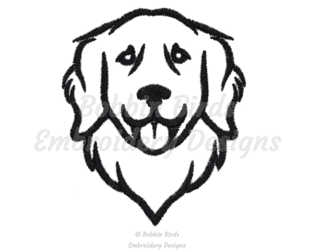 Golden Retriever Dog Machine Embroidery Design File 6 Sizes Digital ...